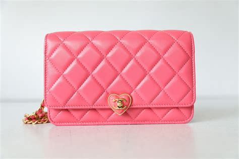 pink heart chanel|chanel pink wallet on chain.